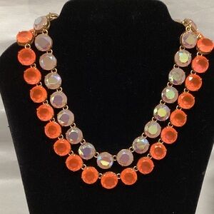 J. Crew Orange and Gold Statement Necklace